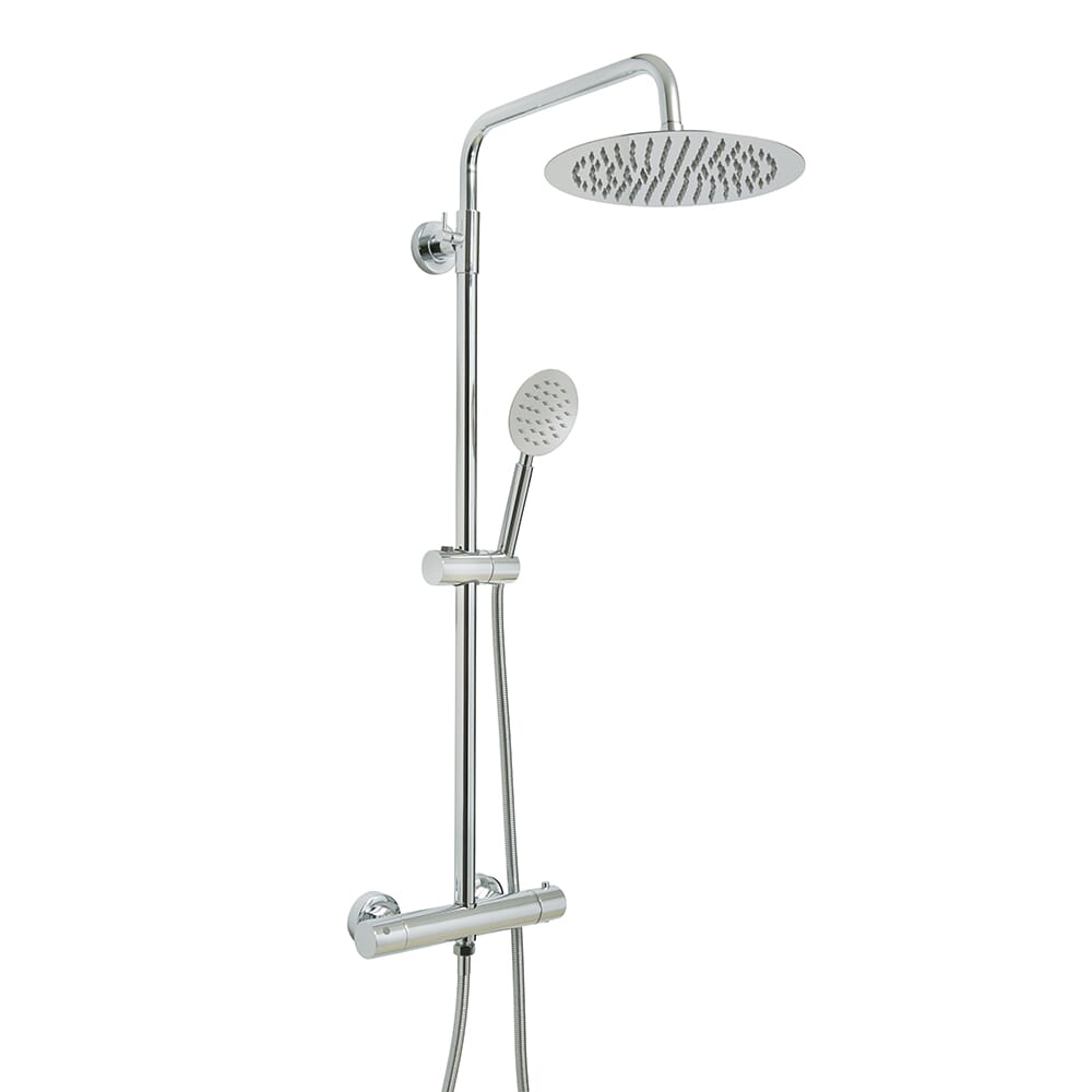 Colonna Doccia Termostatica Moderno con Miscelatore a Barra, Soffione Doccia Rotondo e Doccetta - Cromato - Como