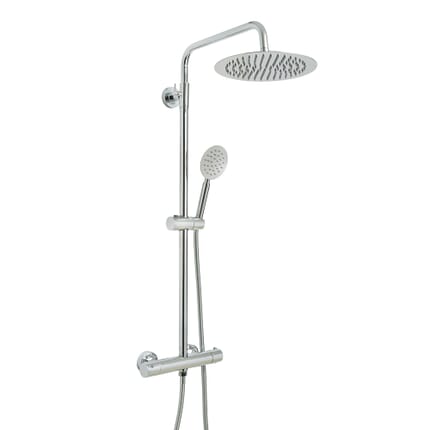 Colonna Doccia Termostatica Moderno con Miscelatore a Barra, Soffione Doccia Rotondo e Doccetta - Cromato - Como