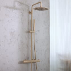 Colonna Doccia con Miscelatore Termostatico, Soffione Rotondo e Doccetta - Scelta della Finitura - Elements