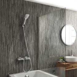 Sistema Doccia con Miscelatore Quadrato Termostatico a Barra con Erogatore per Vasca e Doccetta - Scelta della Finitura - Tolima