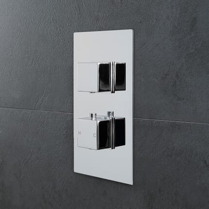 Miscelatore Termostatico Doccia Incasso a 2 Vie con 2 Manopole Quadrate - Moderno