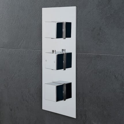 Miscelatore Termostatico Doccia Incasso a 2 Vie con 3 Manopole Quadrate - Moderno