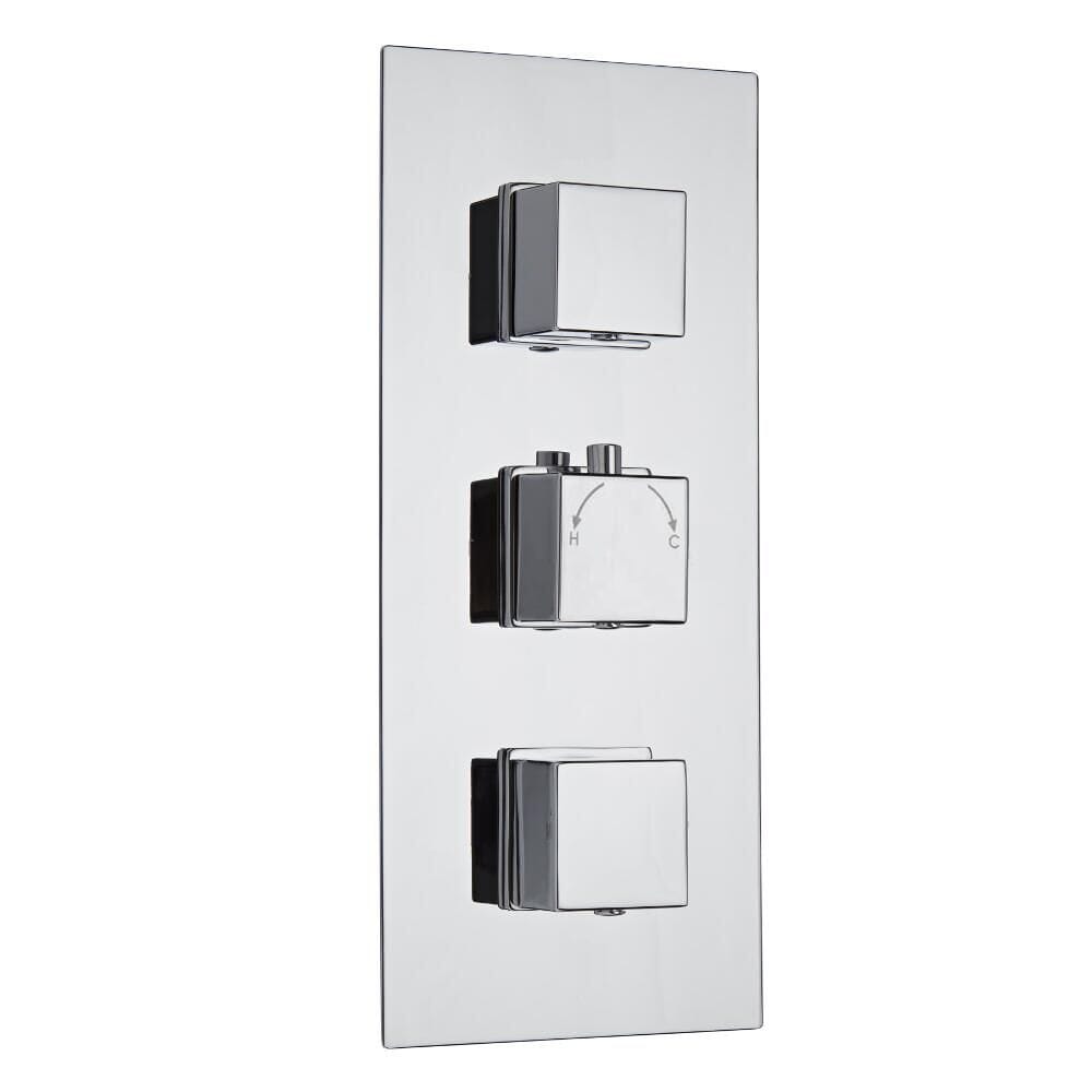 Kit Doccia Completo di Miscelatore Termostatico Incasso Triplo a Due Vie con Soffione Doccia ad Incasso 800x500mm e Doccetta