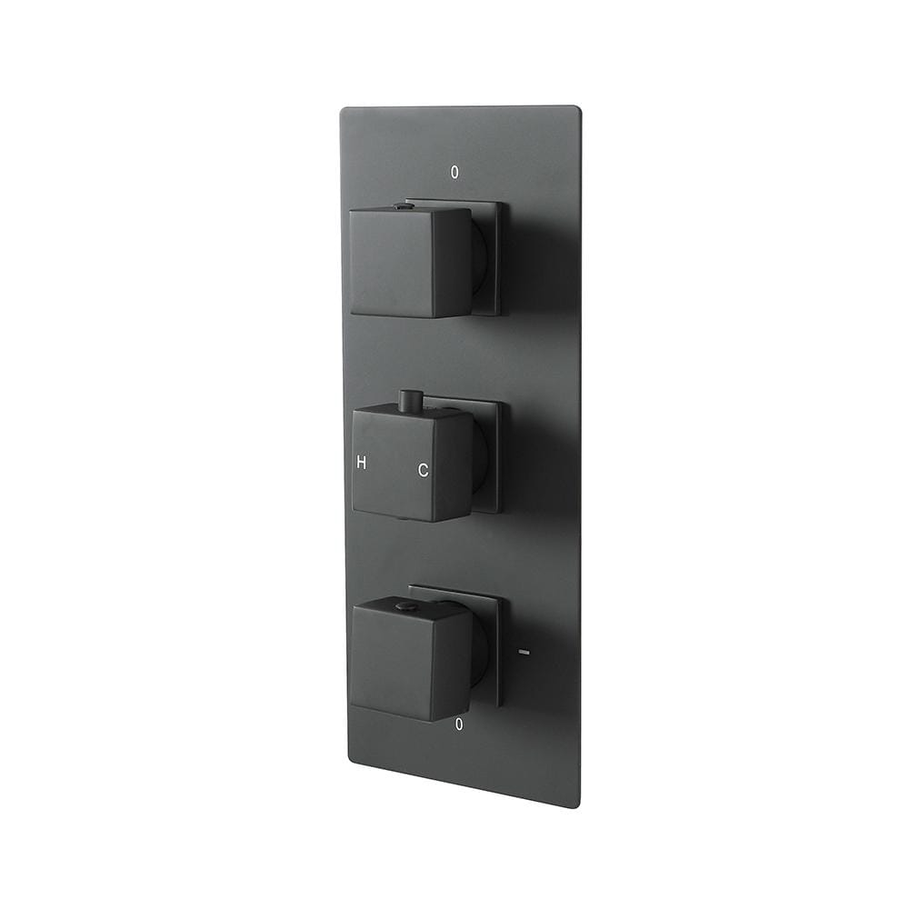 Miscelatore Termostatico Moderno Quadrato con Deviatore – 3 Vie – Nero – Preto