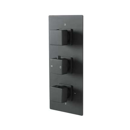Miscelatore Termostatico Moderno Quadrato con Deviatore – 3 Vie – Nero – Preto