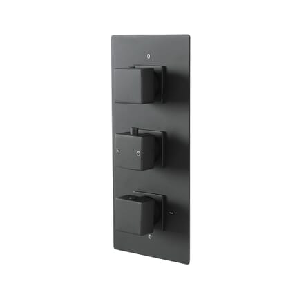 Miscelatore Termostatico Moderno Quadrato con Deviatore – 3 Vie – Nero – Preto