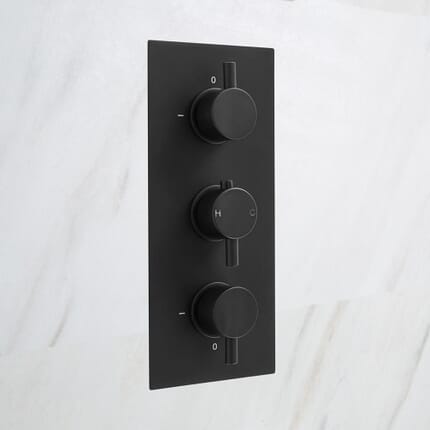 Miscelatore Doccia Termostatico Circolare Nero Triplo a 2 Vie - Nox