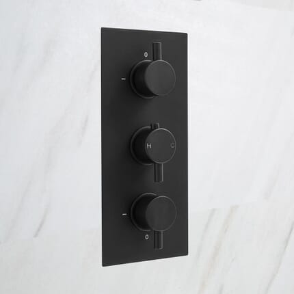 Miscelatore Doccia Termostatico Nero a 3 Vie con Deviatore - Nox