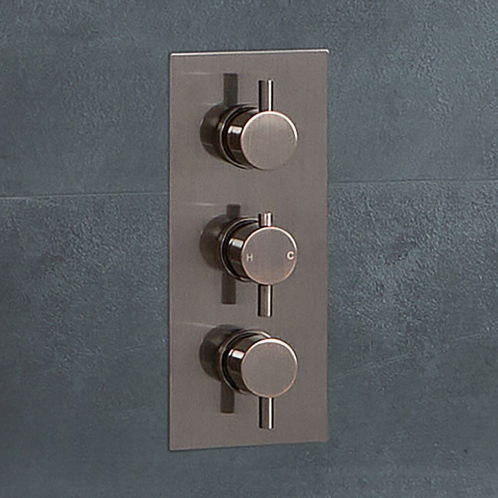 Miscelatore Doccia Termostatico Moderno a Tre Vie con Deviatore - Bronzo Spazzolato - Amara