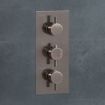 Miscelatore Doccia Termostatico Moderno a Tre Vie con Deviatore - Bronzo Spazzolato - Amara