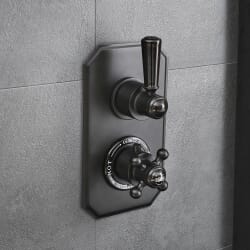 Hudson Reed Elizabeth - Miscelatore Doccia Termostatico Tradizionale da Incasso con Deviatore - Nero