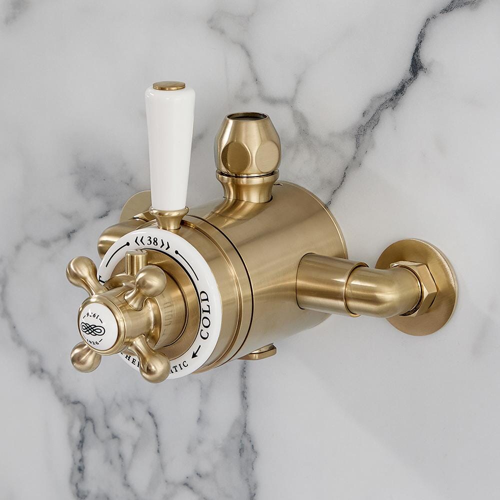 Hudson Reed Elizabeth - Miscelatore Doccia Termostatico Esterno Tradizionale a 1 Via - Oro Satinato