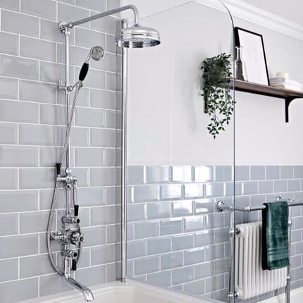 Hudson Reed Elizabeth - Miscelatore Doccia Termostatico Esterno Tradizionale a 2 Vie con Design Triplo - Cromato e Nero