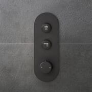 Miscelatore Termostatico per Doccia con Pulsanti Rotondi - 2 Vie - Nero - Idro