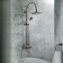 Kit Doccia con Miscelatore per Vasca da Bagno a Parete con Soffione e Doccetta Art Deco - Scelta di Finiture - Earlham