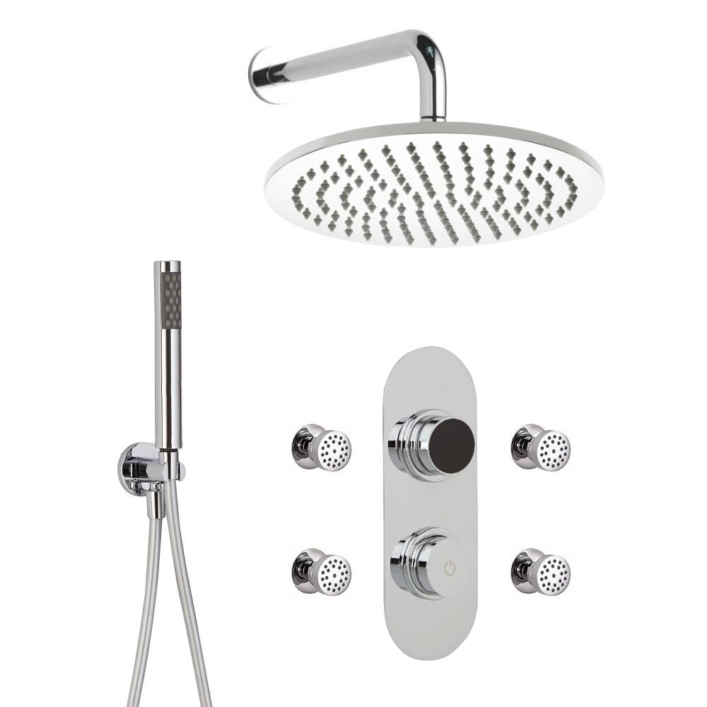 Soffione Doccia Quadrato A Risparmio Idrico - 3 Getti, Pioggia, Massaggio, 120 Mm, Aumento Pressione, Anticalcare