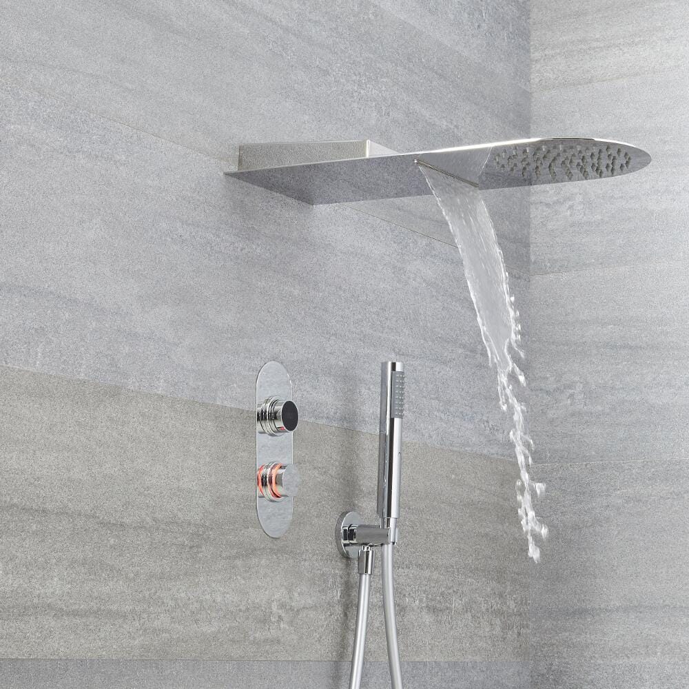 Doccia Digitale con Sistema di Controllo a 3 Vie con Doccetta, Soffione Effetto a Pioggia e Cascata - Narus
