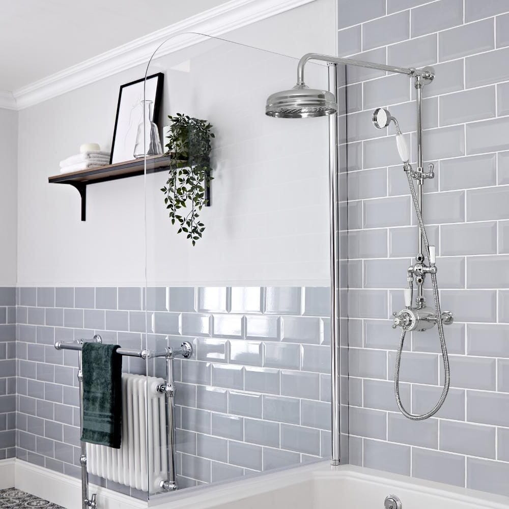 Colonna Doccia Tradizionale con Miscelatore Termostatico Esposto a Due Vie - Cromato e Bianco - Elizabeth