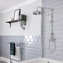 Colonna Doccia Tradizionale con Miscelatore Termostatico Esposto a Due Vie - Cromato e Bianco - Elizabeth