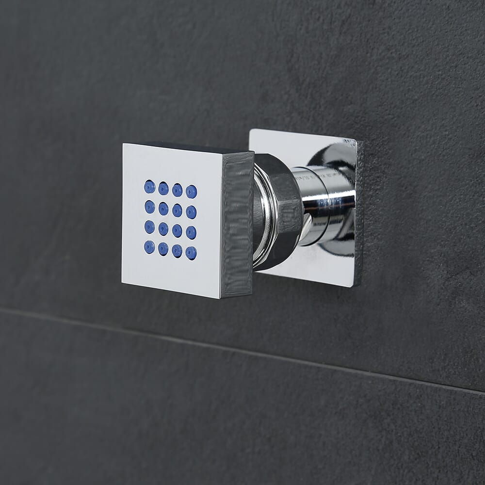 Idrogetto Quadrato con Fissaggio Frontale - Cromato - Kubix