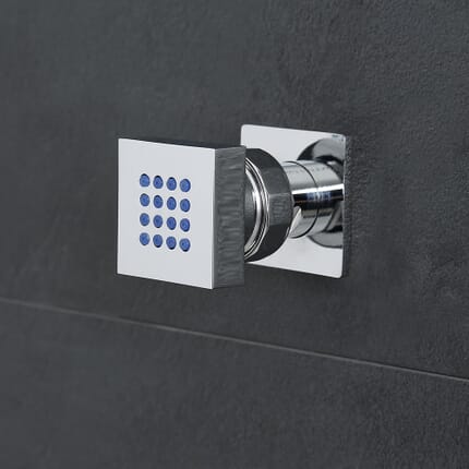 Idrogetto Quadrato con Fissaggio Frontale - Cromato - Kubix