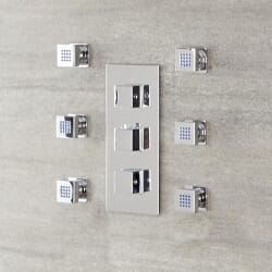 Set di 6 Idrogetti Quadrati con Fissaggio Frontale - Cromato - Kubix