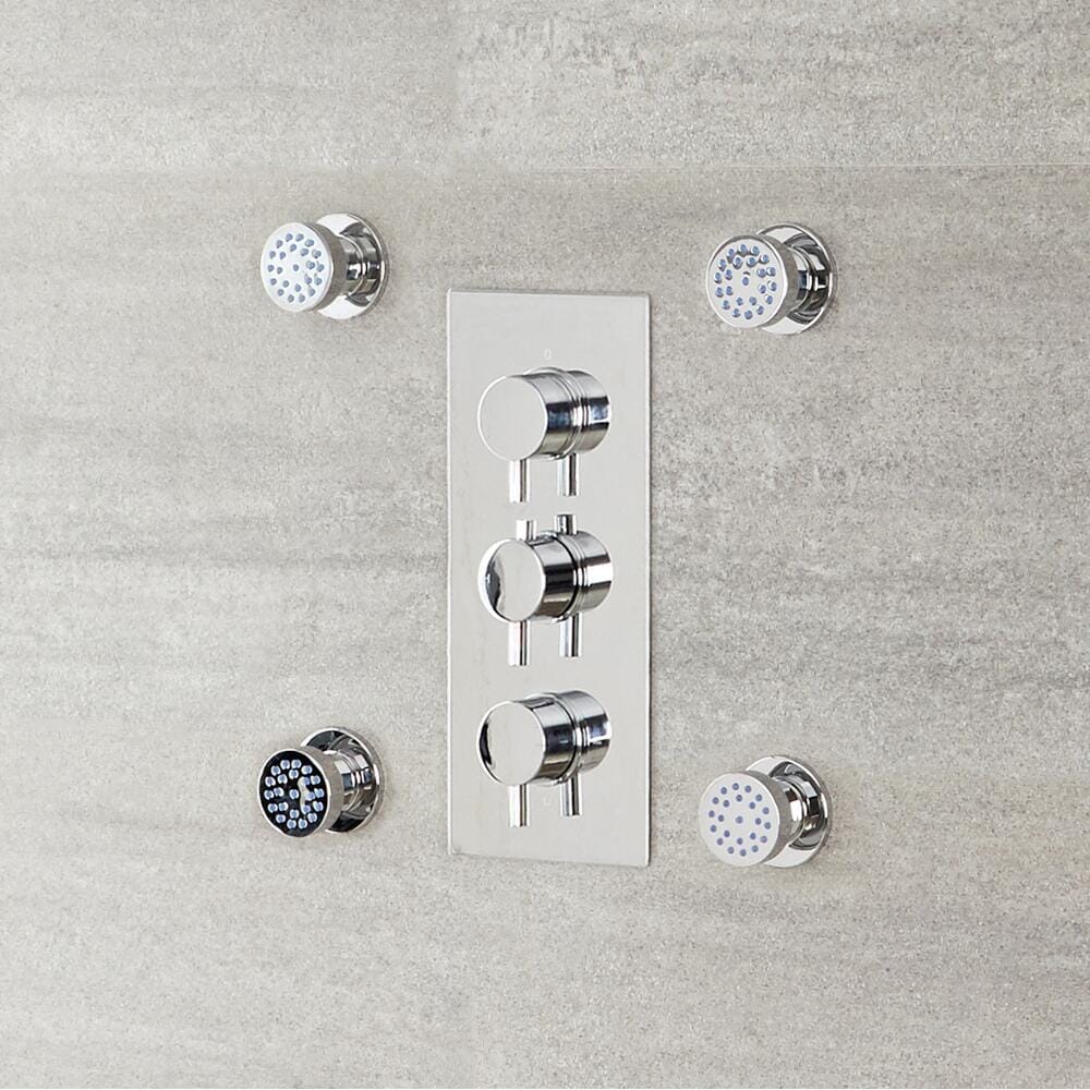 Set di 4 Idrogetti Rotondi con Fissaggio Frontale - Cromato - Como