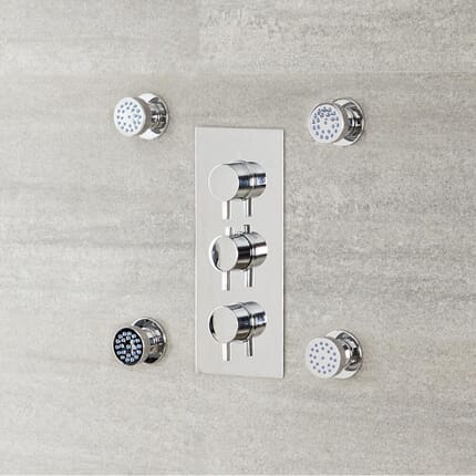 Set di 4 Idrogetti Rotondi con Fissaggio Frontale - Cromato - Como