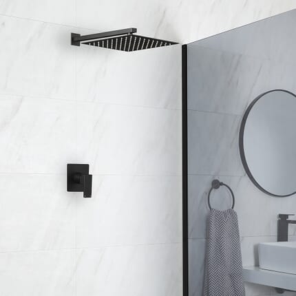 Sistema Doccia Nero con Soffione (1 Via) - Preto