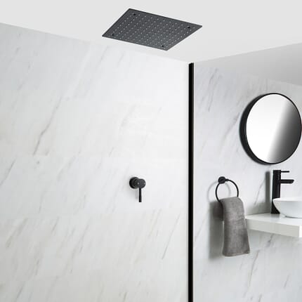 Miscelatore Doccia Incasso Manuale ad 1 Via con Soffione Doccia Incasso a Soffitto 400mm - Nox