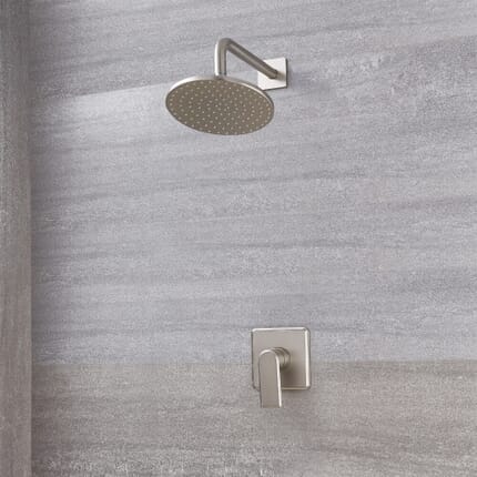 Soffione Doccia Circolare 188mm con Miscelatore Doccia Manuale con Finitura in Nichel Spazzolato - Aldwick