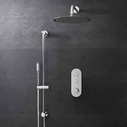 Set Doccia Termostatico con Pulsanti e Soffione (2 Vie) - Cromo - Selezione di Doccetta - Idro