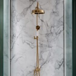 Colonna Doccia Tradizionale con Soffione e Doccetta - Oro Satinato - Elizabeth