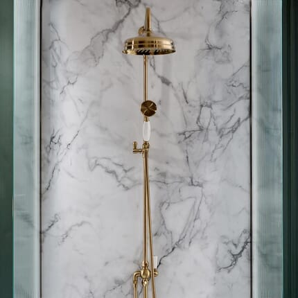 Colonna Doccia Tradizionale con Soffione e Doccetta - Oro Satinato - Elizabeth