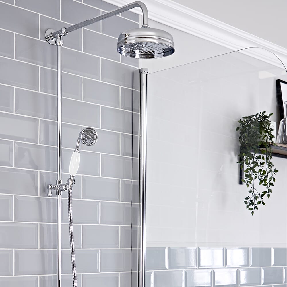 Set Doccia con Colonna Tradizionale - Cromato e Bianco - Elizabeth