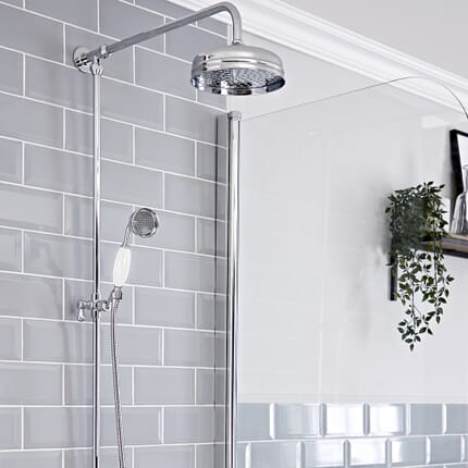 Set Doccia con Colonna Tradizionale - Cromato e Bianco - Elizabeth