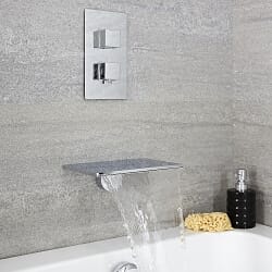 Kit Doccia Completo con Miscelatore Termostatico con Erogatore Vasca a Cascata - Cromato - Kubix