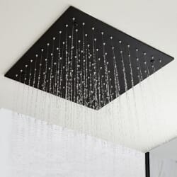 Soffione Doccia Quadrato 400mm da Soffitto a Incasso in Acciaio Inox Nero Opaco - Nox