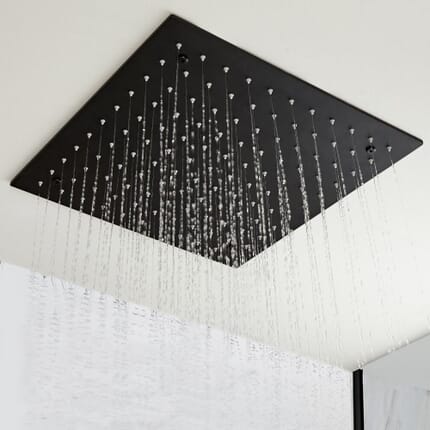Soffione Doccia Quadrato 400mm da Soffitto a Incasso in Acciaio Inox Nero Opaco - Nox