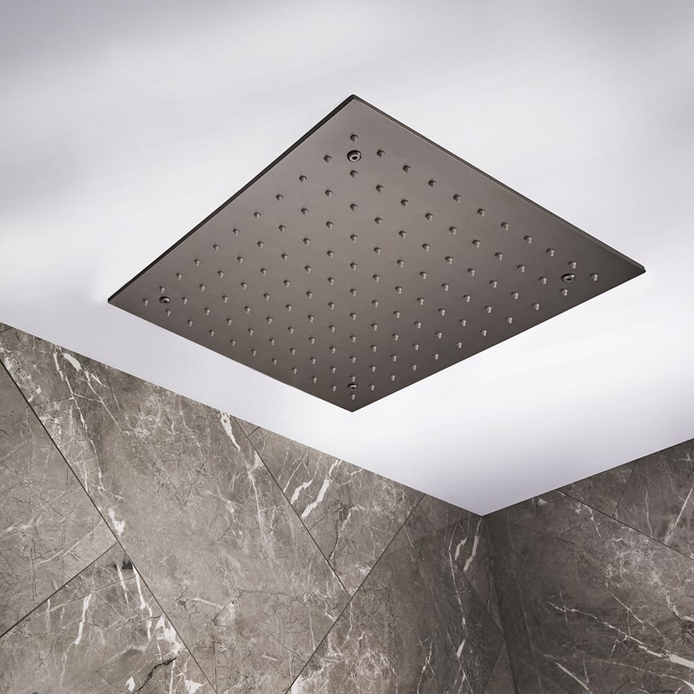 Soffione da Incasso a Soffitto Quadrato da 400mm - Nichel Nero - Otto