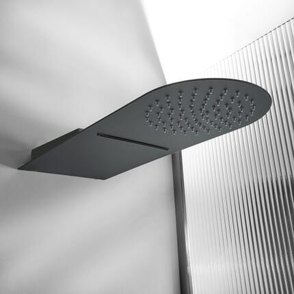 Soffione Doccia Rotondo ad Incasso da 500mm con Effetto Cascata - Nero - Nox