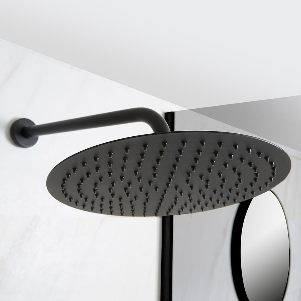 Soffione Doccia Circolare Nero 300mm Acciaio Inox - Nox