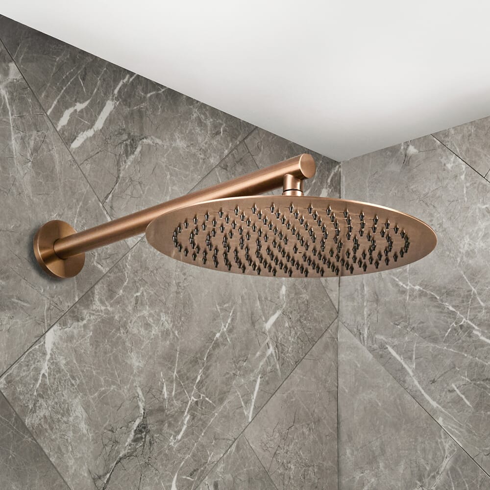 Soffione Rotondo da 300mm e Braccio Montato a Parete - Finiture a Scelta - Otto