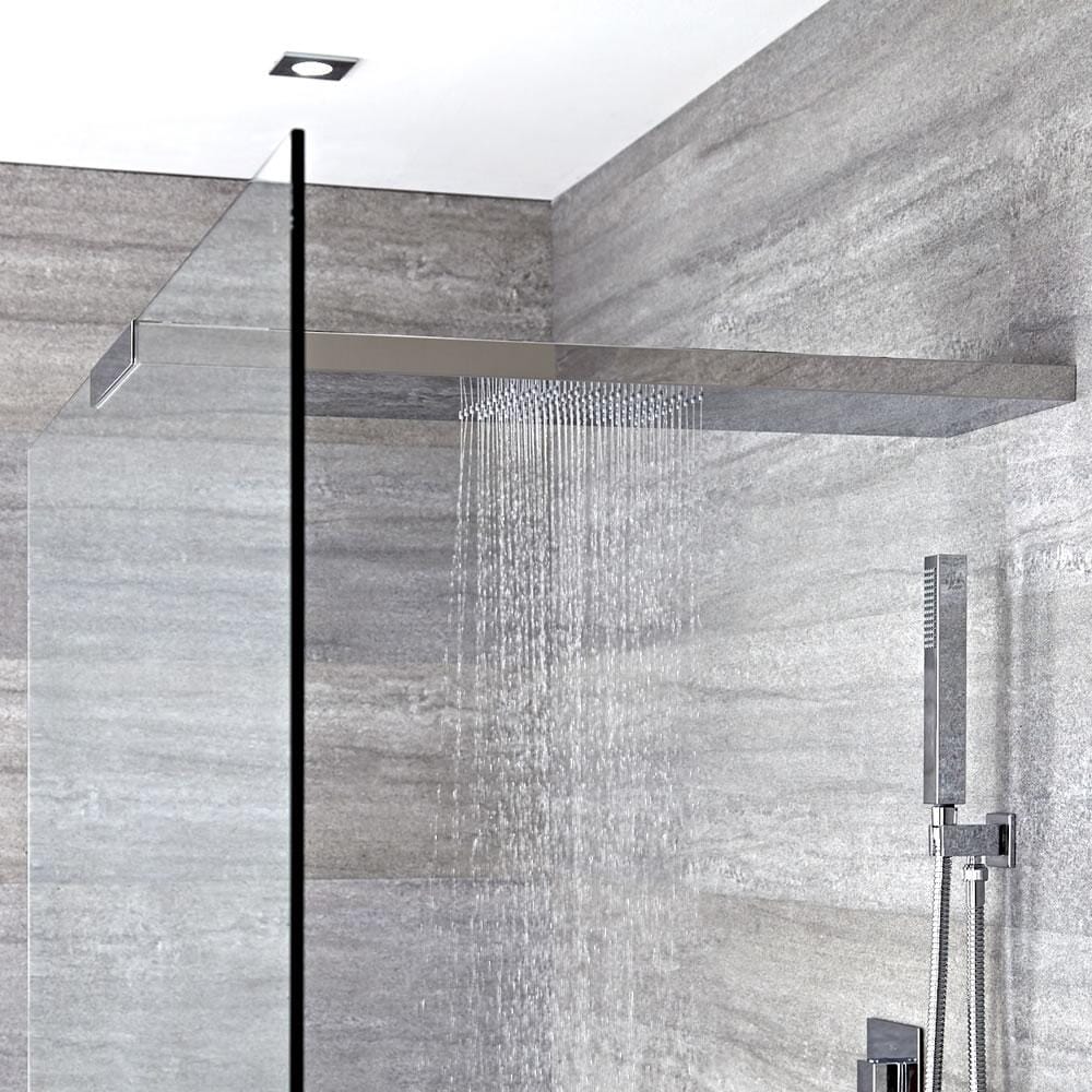 Soffione Doccia con Braccio Doccia Integrato per Parete Box Doccia 250x1000mm- Iko
