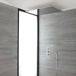 Kit Doccia Completo di Miscelatore Termostatico Incasso Triplo a Due Vie con Soffione Doccia ad Incasso 800x500mm e Doccetta