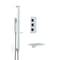 Kit Doccia con Miscelatore Doccia Termostatico Quadrato Triplo Cromato a 2 Vie con Erogatore per Vasca con Effetto a Cascata e Kit con Asta Saliscendi e Doccetta - Kubix
