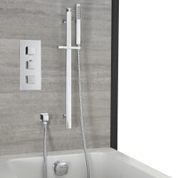 Set Doccia Termostatico a Due Funzioni con Erogatore Murale, Asta Saliscendi e Doccetta - Finitura Cromata - Kubix