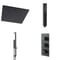 Sistema Doccia Termostatico Nero con Soffione Doccia da Incasso e Asta Saliscendi con Doccetta (2 Vie) - Preto