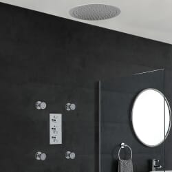 Kit Doccia Completo di Miscelatore Termostatico Incasso Triplo a Due Vie con Idrogetti e Soffione Doccia ad Incasso 400mm