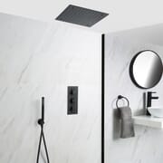 Miscelatore Doccia Manuale Incasso a 2 Vie con Soffione Doccia Incasso a Soffitto 400mm e Doccetta - Nox